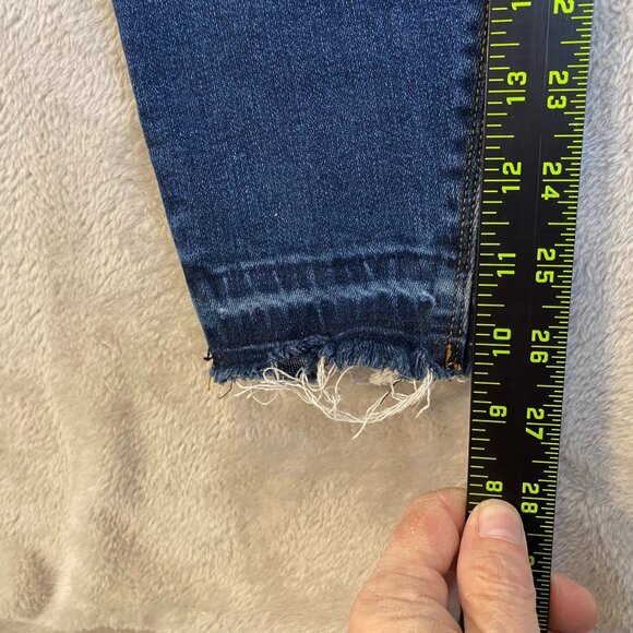 Spanx Womens Skinny Jeans Large Mid-Rise Distressed Hem Frayed Stretchy Denim Bl - Picture 3 of 16